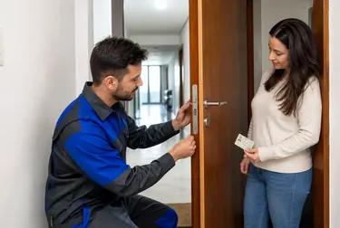 Chaveiro utilizando ferramentas para abrir uma porta em Franca.